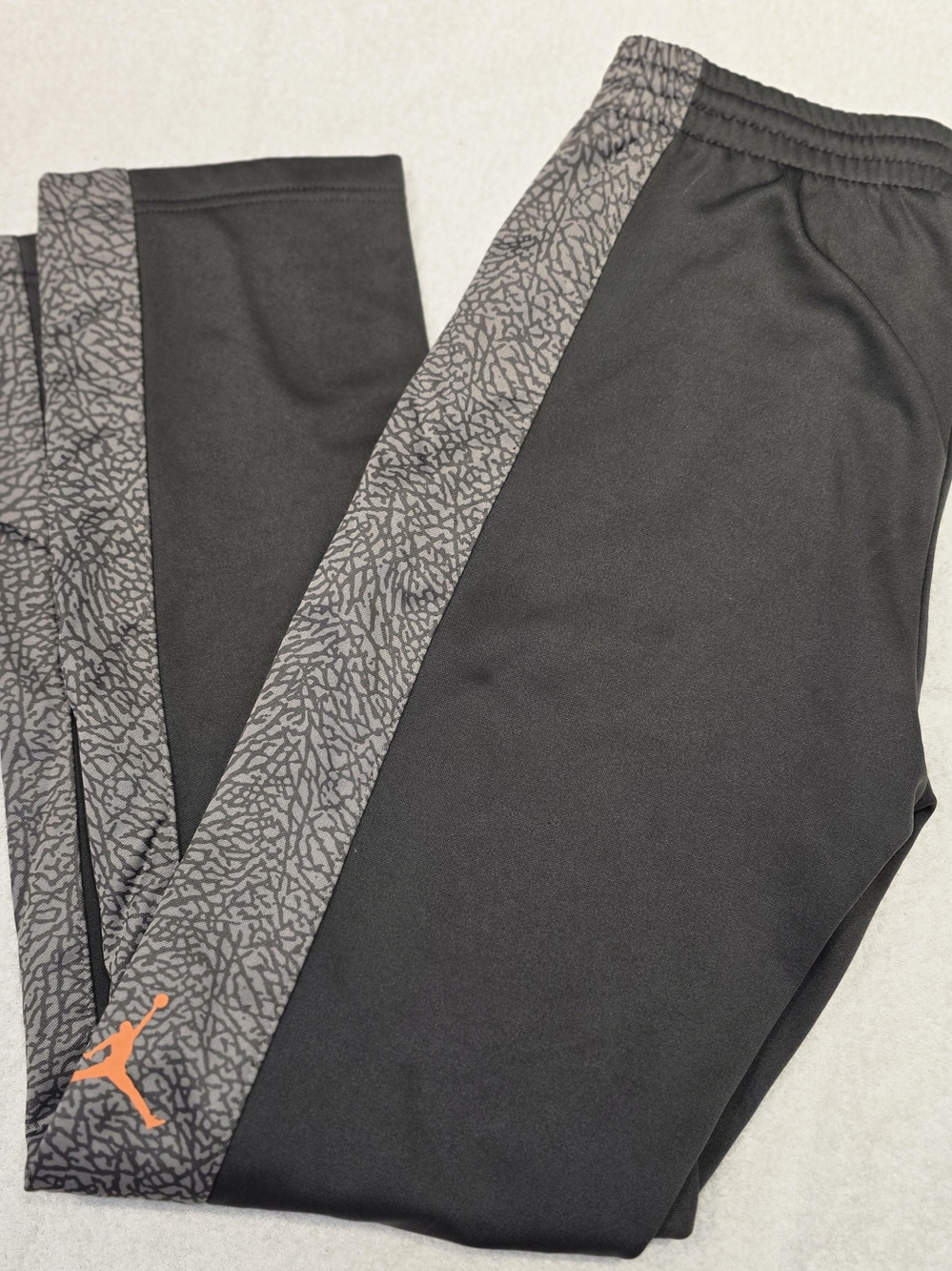 Jordan Boys Charcoal Grey Track Pants with Grey Patterned Side Panels